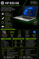 PC PORTABLE HP ELITEBOOK 835 G8 RYZEN 3 5400U 256GO NVME 16GO