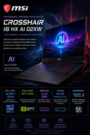PC PORTABLE GAMER MSI CROSSHAIR 16 HX AI 02XW Intel Ultra 7 255HX 1To/512Go SSD 16GO RAM RTX 5070