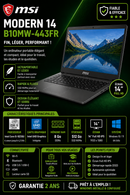 MSI Modern 14 B10MW-443FR Intel Core I5 10TH Gen 512Go NVMe 8Go RAM