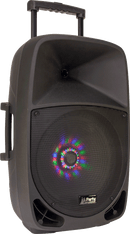 ENCEINTE PORTABLE 15’’/38CM - 800W AVEC USB, BLUETOOTH, FM ET MICRO VHF PARTY-15LED